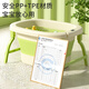 Jebe Children's Bath Bucket Foldable Children's Household Bath Bucket Thickened Bath Bucket Bath Bucket Large Bath Bucket Quehu Blue [0-10 Years Old High Stool] [One-in-one Stool] No Sensor Thermometer