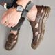 Pájaros carpinteros zapatos de agujero de cuero de cuero genuino para hombres Nuevas sandalias 2024 para hombres Beatable Hollow Men Casual Inner 6629 Caki/altura interior Aumento 39