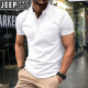 JEEP SPIRIT2025 new American retro solid color short-sleeved T-shirt top European and American summer men's fashion Henry neck half-sleeved shirt gray XL
