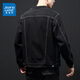 Jewish Black Denim Jacket Men's Autumn New American Versátil Jacket de trabajo Retro Street Casual Trend Top 9901J Black L [recomendado 110-125Jin [Jin equivale a 0.5 kg]]