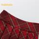 Balabala shopping mall same style girls skirt 2025 new spring short skirt children plaid pleated skirt red tone 00466 130 cm