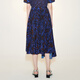
LESS [Seiko Series] Spring and Autumn Printed Skirt for Women Three-dimensional Pleated A-line Half-length Skirt 2N3D12530 496/Blue Coffee Combination M