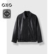 GXG Men's 2024 Lapel Leather Jacket PU Jacket Black 175/L