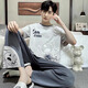 
JUNJUNSUIDIMEI Men's pajamas summer pure cotton short-sleeved trousers cartoon teenagers spring and autumn summer thin large-size home clothing set short-length-WB-671 Dingdang Cat L standard (high 165-170 100-125Jin [Jin equals 0.5 kg])