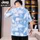 JEEP SPIRIT吉普扎染渐变短袖t恤男士夏季潮流薄款冰丝半袖潮牌个性印花男款 9938蓝色 M