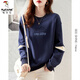 
Woodpecker Sweatshirt for women 2025 autumn new long-sleeved top for female students Korean loose fashion contrasting color bottoming clothes W761 shallow apricot S Suggestions [70-95Jin [Jin equals 0.5 kg]]