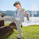 Dudujia children's suit autumn trendy boys' baseball uniform jacket autumn baby sweatpants girls' pants hemp gray 100