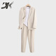 DK Light Luxury Men's Suit Suit Men's Jacket Loose Spring and Autumn Business Casual Formal Suit Suit Gray - Two-piece suit + trousers S Suitable for 100-115 Jin Jin equals within 0.5 kg