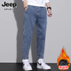 JEEP SPIRIT牛仔裤男士冬季2024新款修身小脚长裤潮牌休闲水洗裤子男 866蓝灰 加绒 33