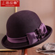 Shanghai Story Pure Wool Hat Women's Autumn and Winter Warm Woolen Top Hat Retro Curved Brim Floral Bow Dome Hat New Year
