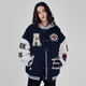 A CHOCK towel embroidered American lettering baseball uniform street quilted thickened jacket navy blue regular style XL