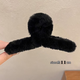 Shuhemu plush hairpin hairpin for the back of the head, high-end large shark hairpin for girls with multiple hairpins, A02 plush dark coffee (11CM)