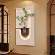 Shantoulin Village hydroponic green plants cream style porch decoration painting sandstone three-dimensional entrance corridor aisle hanging painting living room wall 40*80 layers of three-dimensional sandstone + glass vase + imitation 14757 regular model [without light]