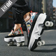 Chaussures de grondement, chaussures de déformation pour adultes à quatre roues, chaussures de patinage à roulettes, transport, patinage sur glace Internet célébrités et femmes chaussures de sport pour enfants, chaussures de roue 9906 rose, gros quatre roues