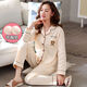 Pure cotton pajamas for women with chest pads set large size long sleeve spring and autumn thin summer women's cardigan loose with chest pads 848 XXL