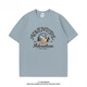 
BEBW American fashion brand summer printed short-sleeved T-shirt men's 2024 new loose retro versatile base shirt casual top royal blue T-shirt-3884 S [75-95Jin[Jin equals 0.5 kg]]