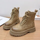Martin boots for women in autumn and winter new British style thick-soled taller yellow boots for women versatile casual short boots for women light brown 37