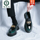 Woodpecker High -End -Business -Lederschuhe für Männer im Sommer Britische innere Höhe Erhöhen Sie die dicke alleinige trendige, glänzende Seite Casual Vielseitige Slipper 3888 Grün - innere Höhe erhöhen 6 cm 42