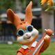 Yi Mingyuan Garden Cartoon Rabbit Fiberglass Sculpture Floor-standing Decorative Ornaments Kindergarten Outdoor Garden Courtyard Landscaping Layout Sunglasses Guitar Male Rabbit