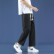 Foss Phil light blue jeans men's summer thin nine-point loose trendy sports and casual straight wide-leg pants Fashion brand 718-K829 black 3XL [Recommended 175-190Jin [Jin equals 0.5 kg]]