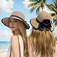 Glo-Story Sun Hat pour femmes en plein air Protection solaire Soleil Soleil à la mode Ponet queue de cheval Big Brim Straw Hat Khaki