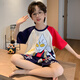 Langsha Children's Pyjamas Boys Summer Summer à manches courtes en coton mince Coton Boys Boys Petits étudiants d'âge moyen et d'été Cartoon Set Ltn673 165 suggéré 160-165 cm / 95-115jin [Jin est égal à 0,5 kg]