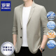 Romon High-End Sun Protection Traje de verano para hombres Summer Business informales suaves, antiharmados y anti-jarra versátil chaqueta de traje sólido de color marina azul marino xl /180 [recomendado 140-160Jin [Jin es igual a 0,5 kg]]]