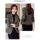 Chenfu small blazer women's Korean style fashion casual short style slim temperament suit versatile work clothes top single piece regular gray suit 2XL recommended 120-130Jin Jin equals 0.5 kg