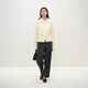 Fan Silan 23FS14757 high-waisted straight-leg suit pants for women in autumn and winter new design waist loops to make commuter casual pants dark gray S