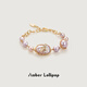 Amber Lollipop Baroque Pearl Bracelet Women's Little Bee Bracelet Niche Anniversary Birthday Gift for Girlfriend and Wife Bracelet - Purple (Baroque Pearl)