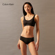 Calvin KleinCK内衣女士两条装舒适无痕棉质裆防夹臀半包臀三角内裤QP1049O 6XY-太空黑/肉色 XS