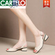 
CARTELO 2025 new fish mouth sandals for women in summer genuine leather thick heel medium heel fashion and versatile women's internet celebrity sandals apricot color 38
