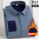 CEO YAGEOL Camisa cálida Camisa caliente de manga larga más Velvet Invierno Empresa de invierno Camiseta de padre de mediana edad rayada 723-1 Blue Strip 40