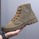 Gebiao Spring and Autumn Waterproof Martin Boots Middle Top Men's Shoes Board Shoes Canvas Shoes Sports Korean Style Fashion Versatile Casual Workwear Shoes Khaki 39