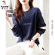 
Woodpecker Sweatshirt for women 2025 autumn new long-sleeved top for female students Korean loose fashion contrasting color bottoming clothes W761 shallow apricot S Suggestions [70-95Jin [Jin equals 0.5 kg]]