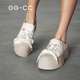 GG-CC [Muffin de nube] Spring Nuevo zapatos a media desplazamiento de suela gruesa de moda zapatos casuales de un pie para mujeres G25U9717 Off-White 35