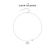 Zhou Taisheng's Snowflake Silver Necklace Set for Women Light Luxury Design Sweater Chain Versatile Birthday Gift for Girls Ice Crystal Winter Snow Necklace