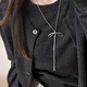 萌客朵蝴蝶结流苏项链轻奢小众设计感可调节长款毛衣链配饰女款颈链首饰 蝴蝶结毛衣链【银色】