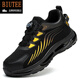 BIUTEE brand light luxury labor protection shoes for men and women spring and autumn buttons for anti-smashing and anti-puncture safety shoes construction site work shoes 688 gold-edged anti-puncture 43 comfortable and breathable labor protection shoes