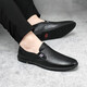 
KEECHMONT men's shoes new bean shoes comfortable soft urban fashion men's casual leather shoes lightweight soft sole non-slip lazy shoes 11973 black regular version 37