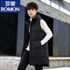 ROMON down cotton vest men's winter mid-length outer wear thickened vest youth thermal vest large size jacket black 815 print 4XL 155-175Jin Jin equals 0.5 kg