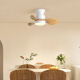 Weather vane Nordic restaurant fan light LED simple modern bedroom children's room ceiling fan light mute smart voice fan light Elf 22-686A full white - ceiling 3 leaves variable frequency remote control