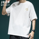 
JEEP SPIRIT Jeep Smiling Face Embroidered Short Sleeve T-shirt Men's Summer Loose Large Size Half Sleeve Casual T-shirt Dark Gray XL