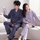 Victoria style couple pajamas for women, autumn pure cotton long sleeves, one man and one woman, couple home wear, can be worn outside, spring and autumn casual suit, female 8691 purple L
