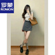Falda corta de estilo Romon College para mujeres 2025 Nuevo primavera y verano Versátiles versátiles simples anti-exposición A-línea Cabalda gris delantera Media Gray S Winist 64cm