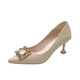 
Belle-Tao series brand broken-size high heel shoes for women new soft leather without grinding thin heel buckle pointed cat heel shoes working apricot color 4.5cm 38