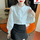 
Piercadian embroidered cotton shirt for women's autumn new fashion embroidered white shirt loose and versatile long-sleeved top CY9227 White M [Suggested 96-110Jin [Jin equals 0.5 kg]]