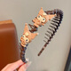 BARY REEF children's brown hairband girls with teeth non-slip girls 2024 new style headset hair card headband baby headband women's dark coffee rabbit ears