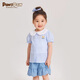 PawinPaw cartoon bear children's clothing summer girls lapel fashionable sweet short-sleeved shirt Blue blue/50 90