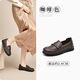 Dadong Dadong Fashion Mom Shoes 2024 Spring New Casual Style Medium Heel Flat Small Leather Shoes Loafers Women's Shoes 5010 Brown 38